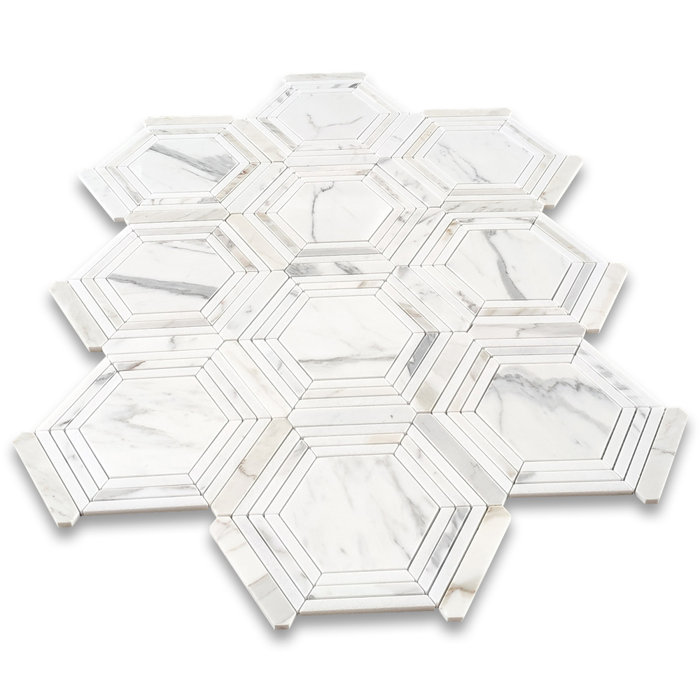 Marble Online Calacatta 9" x 8" Marble Mosaic Tile Wayfair